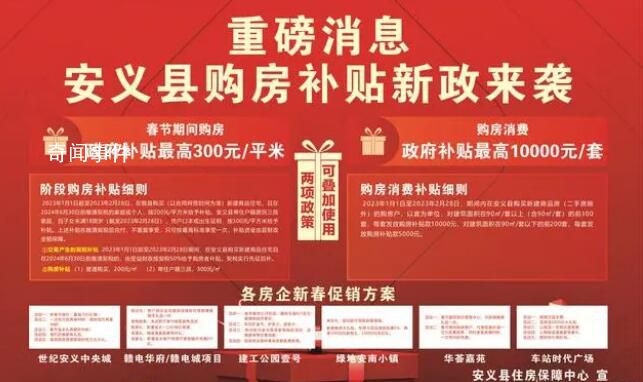 南昌安義春節購房政府補貼300元一平 新房最高可補貼1萬元/套