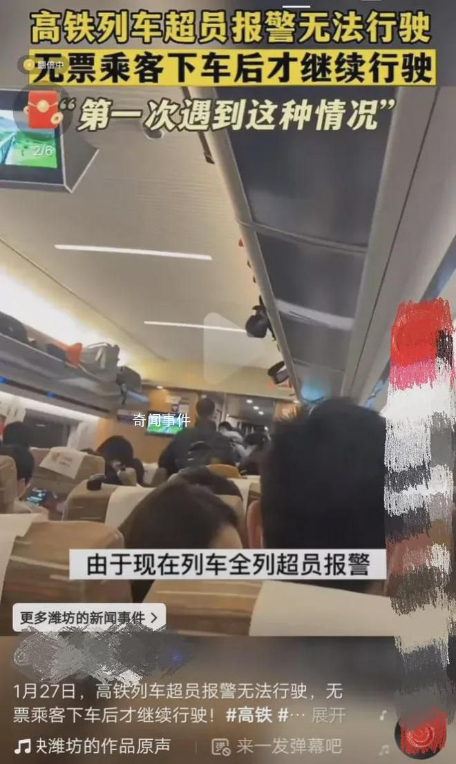 高鐵超員報(bào)警無(wú)法行駛 無(wú)票乘客下車