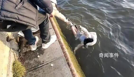 女子掉進(jìn)洱海 男子以腿為梯救人