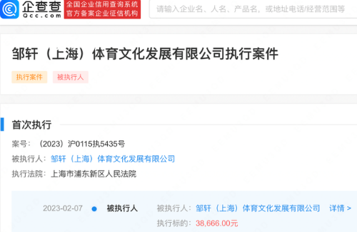 鄒市明夫婦公司被強制執行 執行標的3.86萬余元