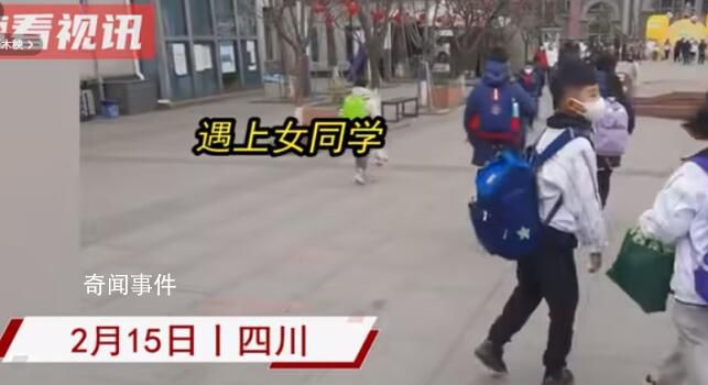 男孩進校門順手幫女生提包 動作嫻熟自然看懵家長