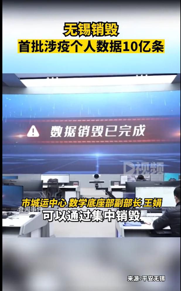無錫銷毀首批涉疫個人數據10億條 邀請了第三方審計和公證處參與工作