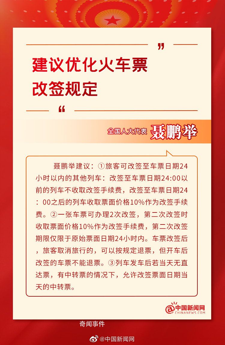 代表建議火車票允許二次改簽 放寬改簽期限