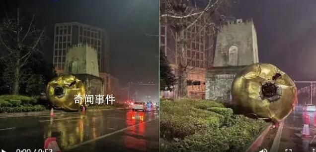四川邛崍馬踏飛燕雕像被風吹翻 目前已經處理完畢