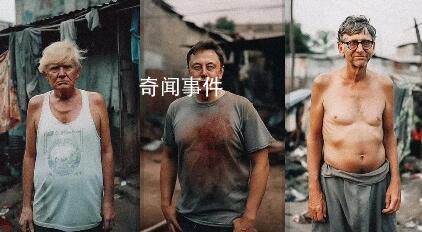 特朗普馬斯克比爾蓋茨貧民窟AI畫(huà) AI畫(huà)作畫(huà)富豪生在貧民窟