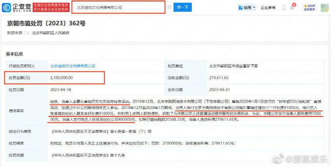 中介賄賂張靚穎經(jīng)紀(jì)人被罰 被罰210萬