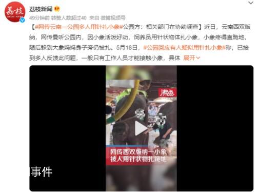 網(wǎng)傳云南一公園多人用針扎小象 已接到多人反饋此問題
