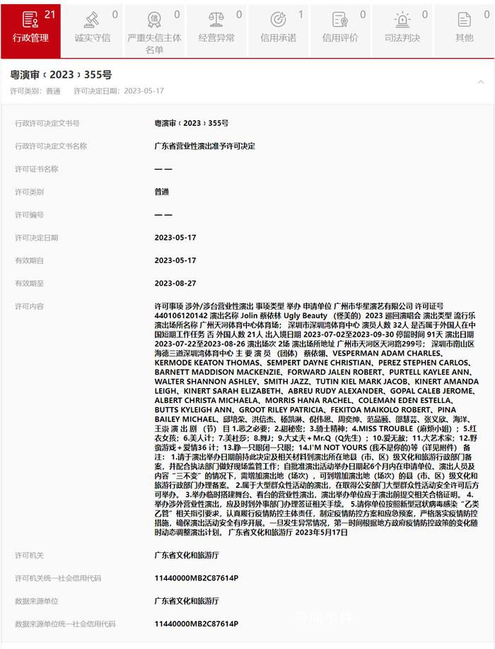 蔡依林演唱會(huì)深圳站廣州站已過(guò)審