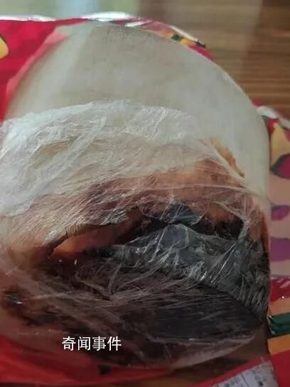 大潤發當天上架的椰子變質發黑 底部布滿了大量霉菌