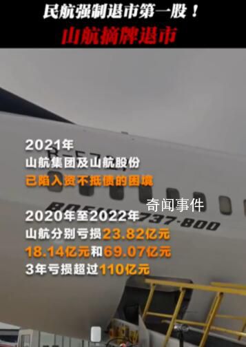 山航三年虧損110億元 正式從深交所摘牌退市