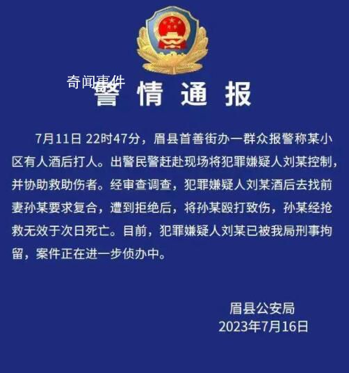 男子找前妻復(fù)合未果打死對方 被刑拘