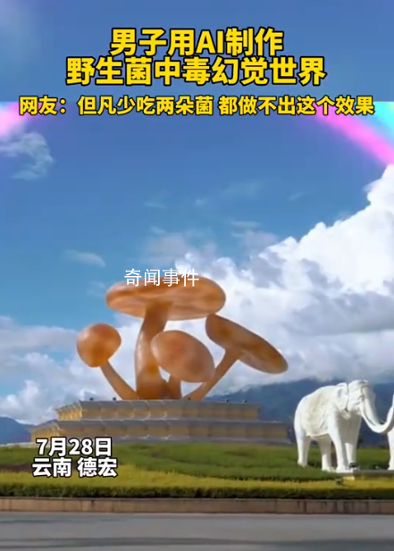 網友用AI還原吃菌子中毒后的世界 網友：但凡少吃兩朵菌都做不出這個效果
