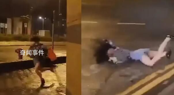女子被臺風吹倒臉貼地滑行數米 引發了人們的廣泛關注和同情