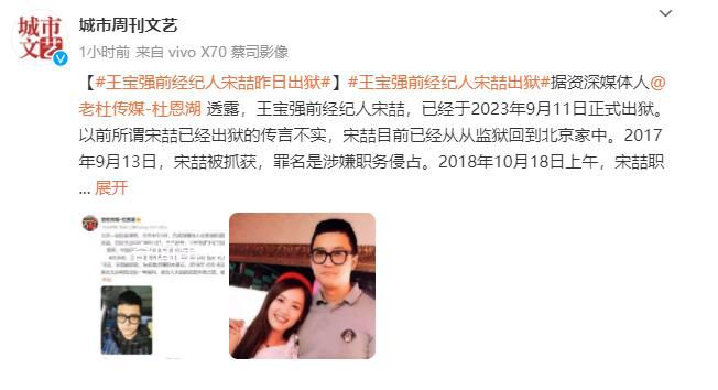 媒體:王寶強前經紀人宋喆已出獄