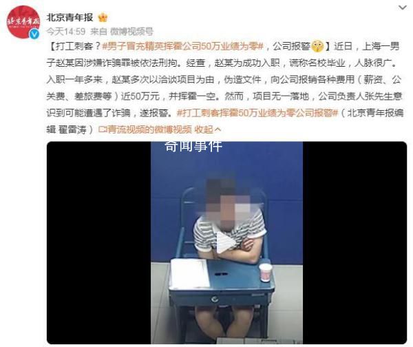 上海男子冒充精英揮霍50萬(wàn)業(yè)績(jī)?yōu)? 項(xiàng)目無(wú)一落地