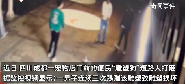 寵物店前雕塑狗遭人打砸 店主氣炸
