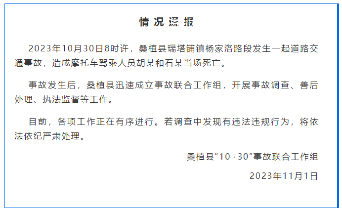疑交警追車致2死 官方成立工作組 將依法依紀嚴肅處理
