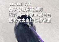 女子遛狗嚇哭小孩被老太追砸 女子被嚇得邊哭邊跑