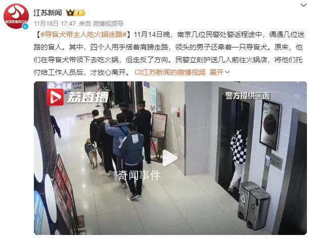 導盲犬帶主人吃火鍋迷路 走反了方向