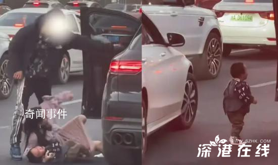 疑夫妻吵架男子將老婆孩子拖出車外
