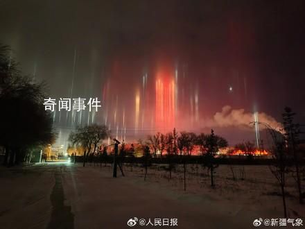 新疆現寒夜燈柱如科幻大片 如科幻大片