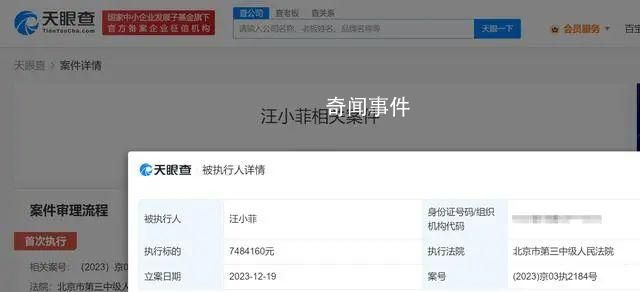 汪小菲被強(qiáng)制執(zhí)行748萬 執(zhí)行法院為北京市第三中級人民法院